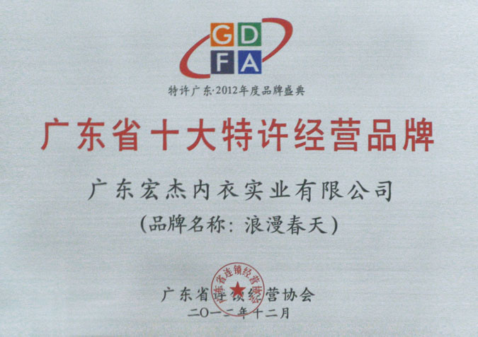 广东省十大特许经营品牌